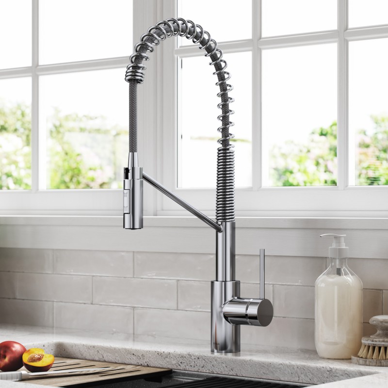Oletto™ Single Handle Pull Down Commercial Kitchen Faucet in Chrome Finish