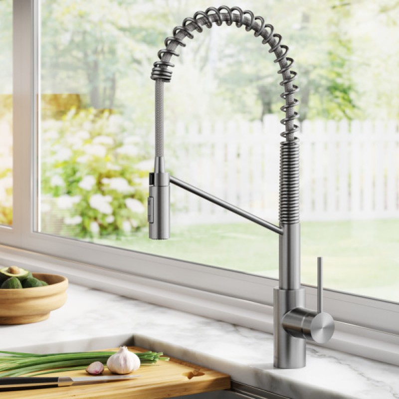 Oletto™ Single Handle Pull Down Commercial Kitchen Faucet in all-Brite™ Spot Free Stainless Steel Finish