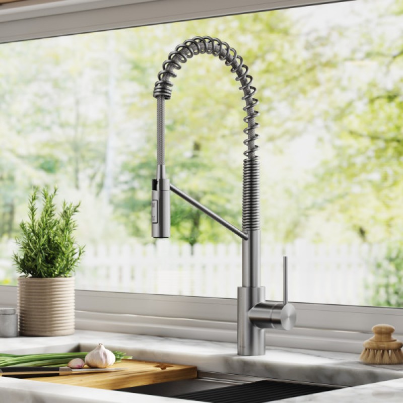 Oletto™ Single Handle Pull Down Commercial Kitchen Faucet in all-Brite™ Spot Free Stainless Steel Finish