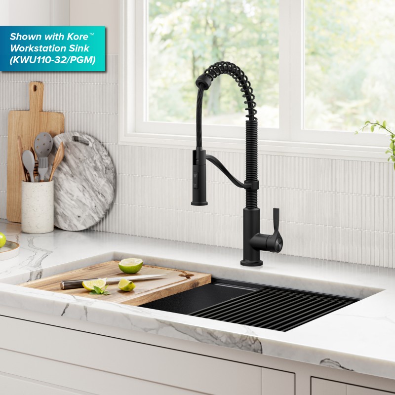 Torak™ Commercial Style 2-Function Single Handle Pull Down Kitchen Faucet in Matte Black