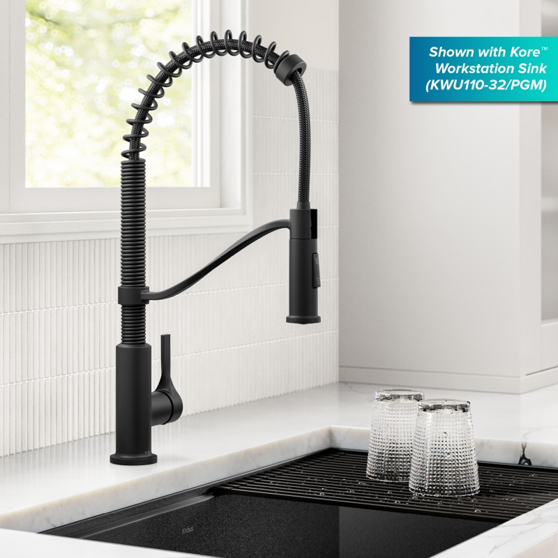Torak™ Commercial Style 2-Function Single Handle Pull Down Kitchen Faucet in Matte Black