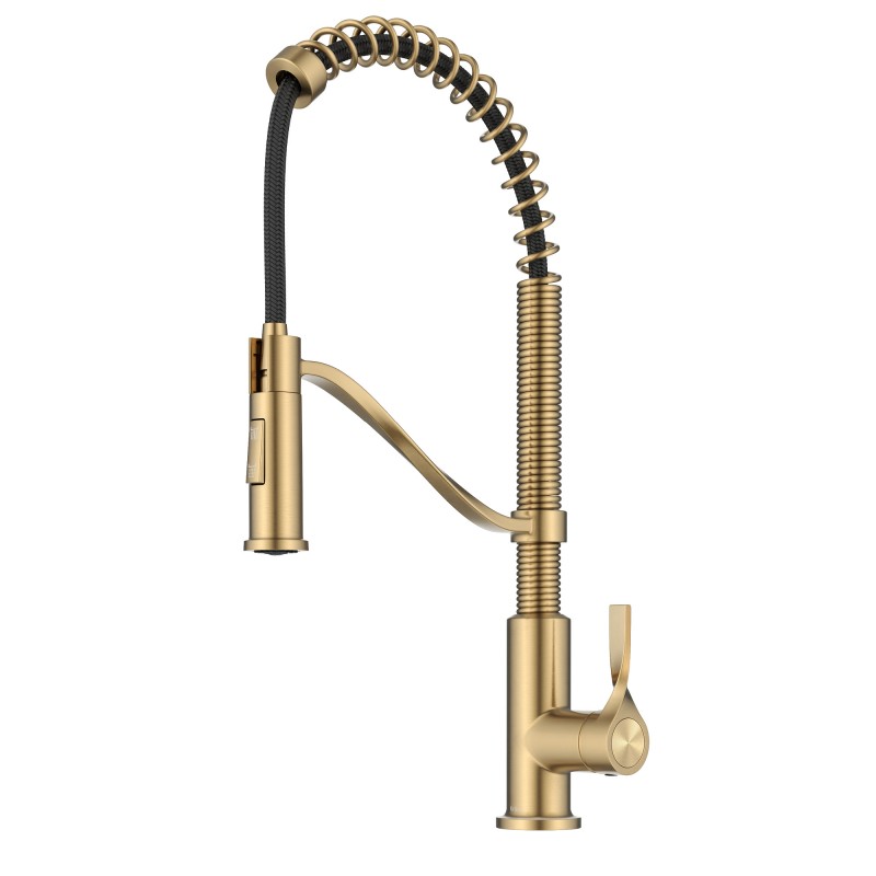 Torak™ Commercial Style 2-Function Single Handle Pull Down Kitchen Faucet in Spot-Free Brushed Brass