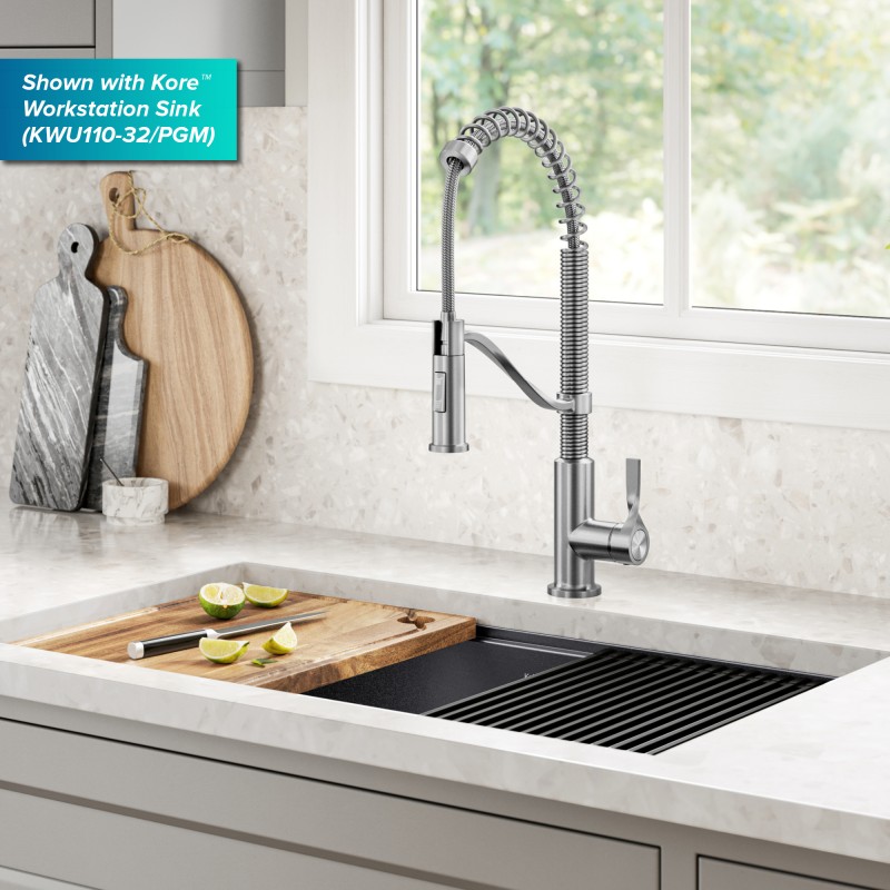 Torak™ Commercial Style 2-Function Single Handle Pull Down Kitchen Faucet in Spot-Free Stainless Steel