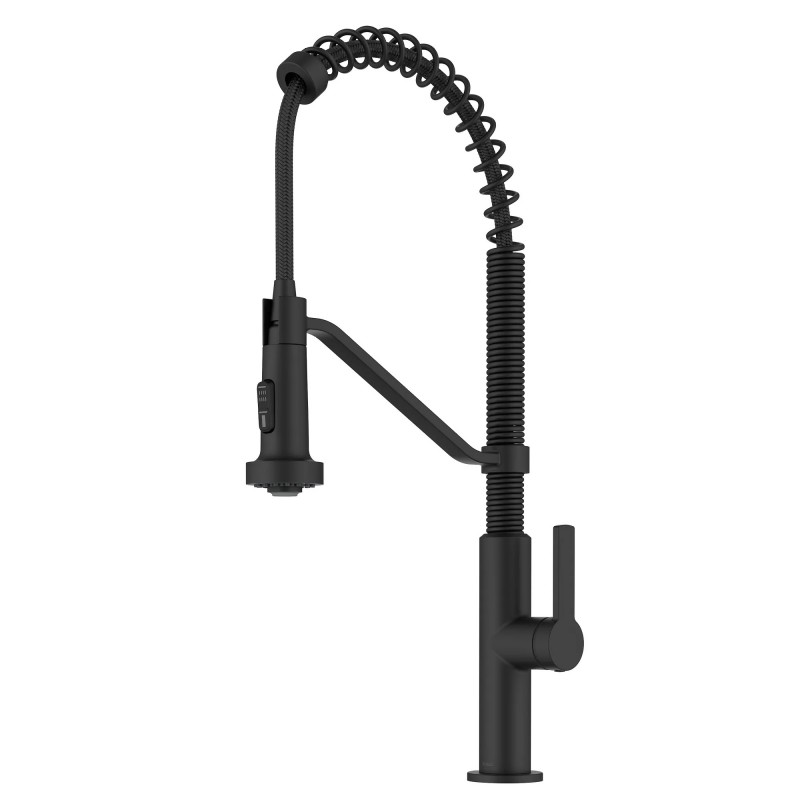 Oletto™ Commercial Style 2-Function Single Handle Pull Down Kitchen Faucet in Matte Black