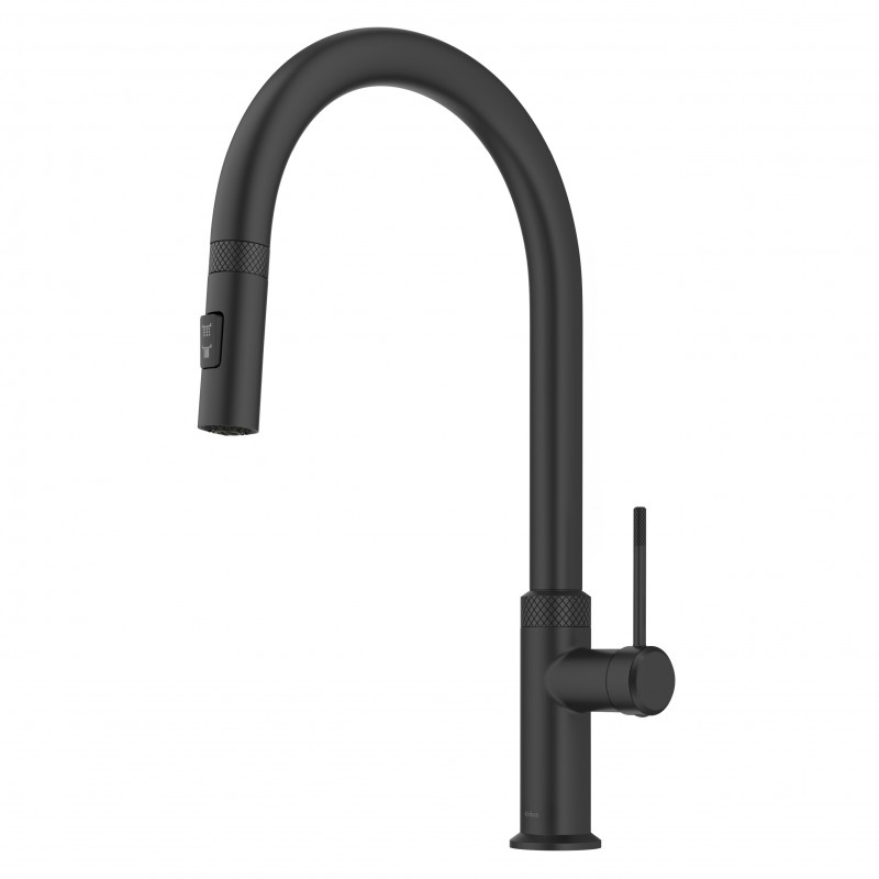 Allyn™ Modern Industrial Pull-Down Single Handle Kitchen Faucet in Matte Black