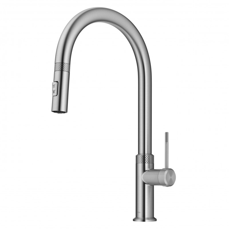 Allyn™ Modern Industrial Pull-Down Single Handle Kitchen Faucet in Spot Free Stainless Steel