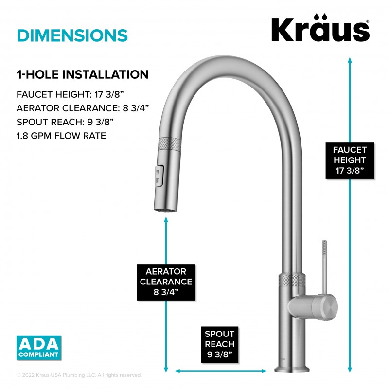 Allyn™ Modern Industrial Pull-Down Single Handle Kitchen Faucet in Spot Free Stainless Steel