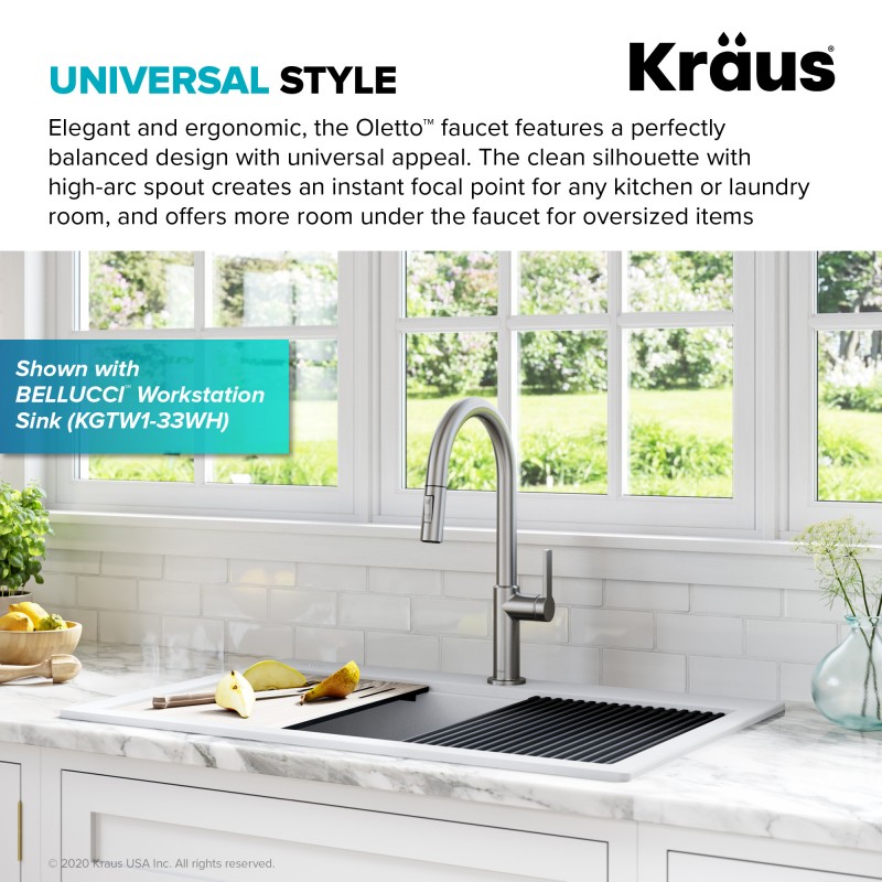 Oletto™ Single Handle Pull-Down Kitchen Faucet in Spot Free Stainless Steel