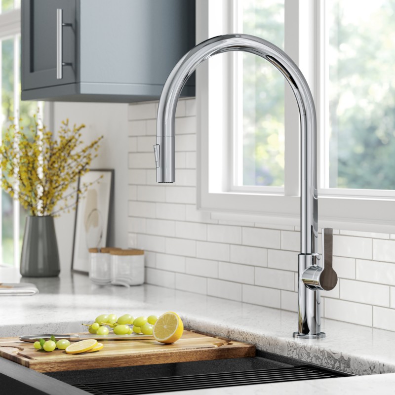 Oletto™ High-Arc Single Handle Pull-Down Kitchen Faucet in Chrome