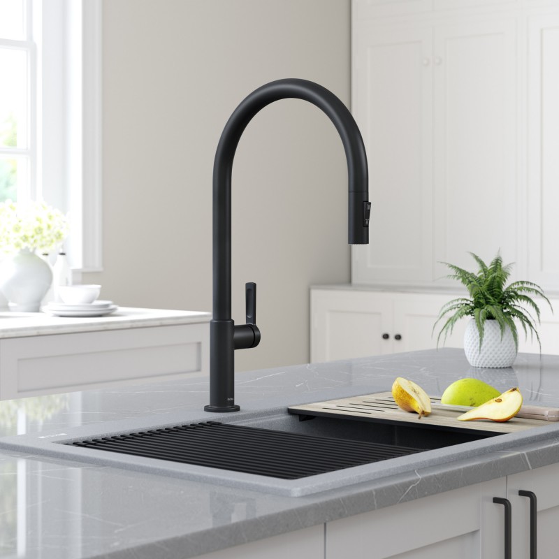 Oletto™ High-Arc Single Handle Pull-Down Kitchen Faucet in Matte Black