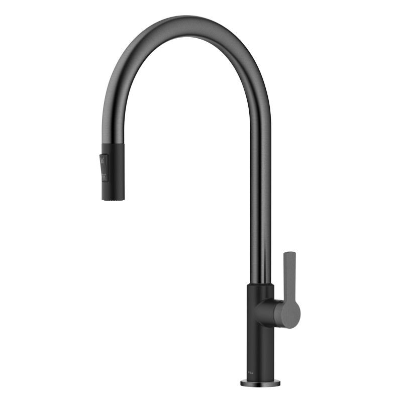 Oletto™ High-Arc Single Handle Pull-Down Kitchen Faucet in Matte Black / Spot Free Black Stainless Steel 