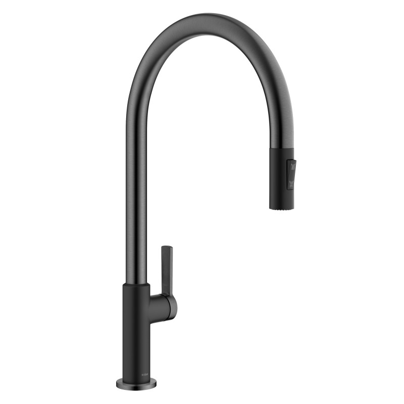 Oletto™ High-Arc Single Handle Pull-Down Kitchen Faucet in Matte Black / Spot Free Black Stainless Steel 