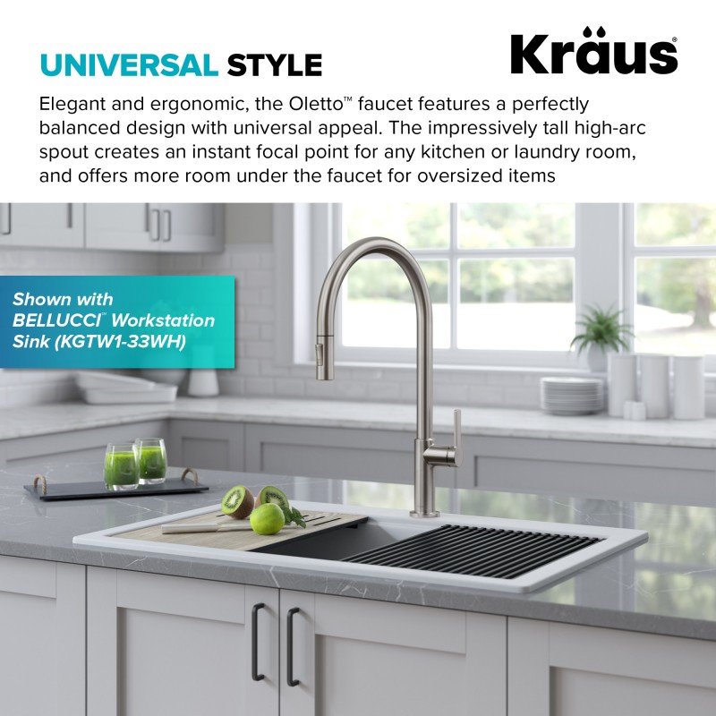 Oletto™ High-Arc Single Handle Pull-Down Kitchen Faucet in Spot Free Stainless Steel