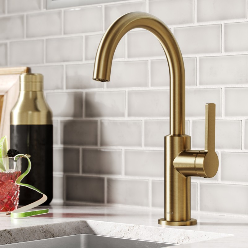 Oletto™ Single Handle Kitchen Bar Faucet in Brushed Brass