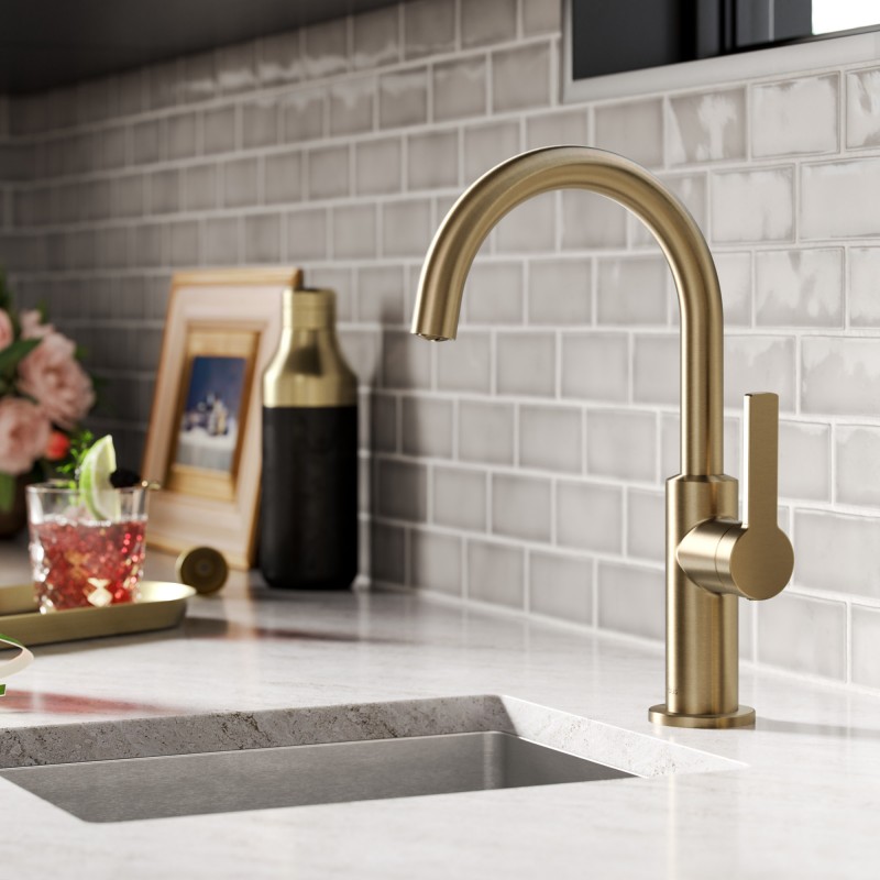 Oletto™ Single Handle Kitchen Bar Faucet in Spot Free Antique Champagne Bronze
