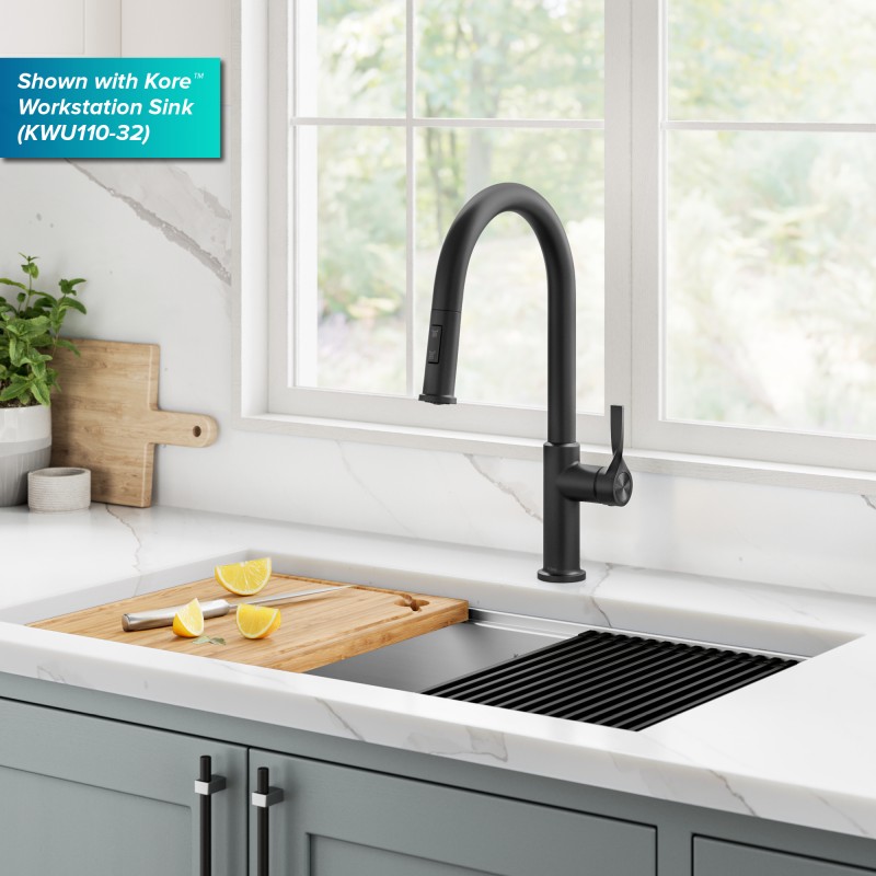 Torak™ 2-Function Single Handle Pull Down Kitchen Faucet in Matte Black