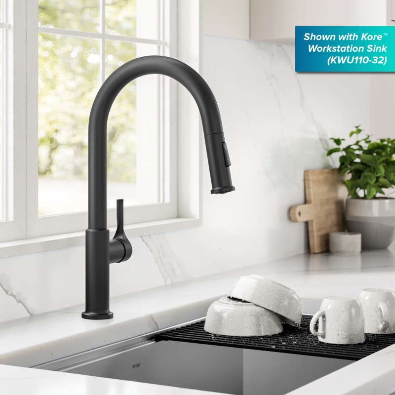 Torak™ 2-Function Single Handle Pull Down Kitchen Faucet in Matte Black