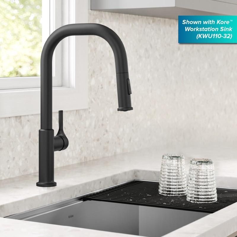 Torak™ 2-Function Single Handle Pull Down Kitchen Faucet in Matte Black