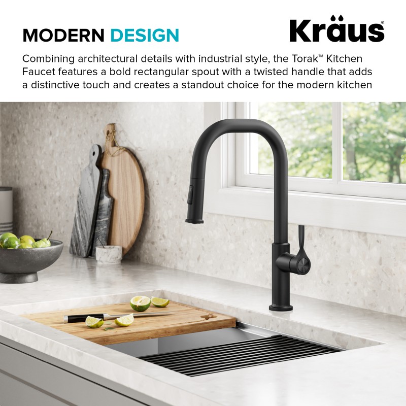 Torak™ 2-Function Single Handle Pull Down Kitchen Faucet in Matte Black