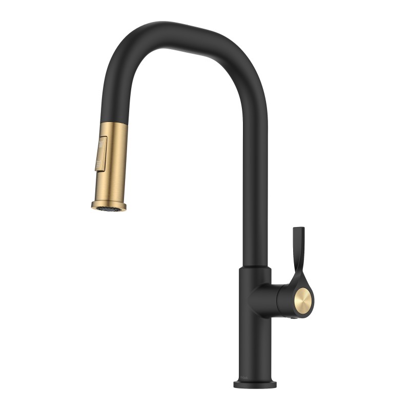Torak™ 2-Function Single Handle Pull Down Kitchen Faucet in Spot-Free Brushed Brass / Matte Black