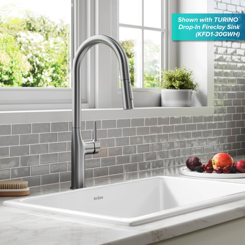 Oletto™ Tall Modern Pull-Down Single Handle Kitchen Faucet in Spot Free Stainless Steel