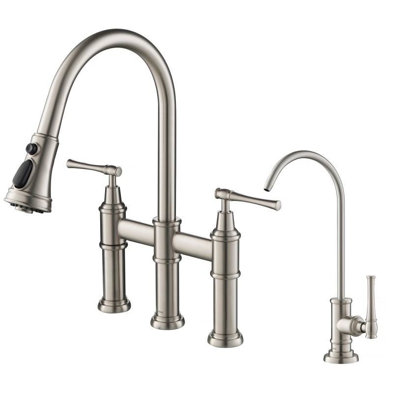 Allyn™ Transitional Bridge Kitchen Faucet and Water Filter Faucet Combo in Spot Free Stainless Steel