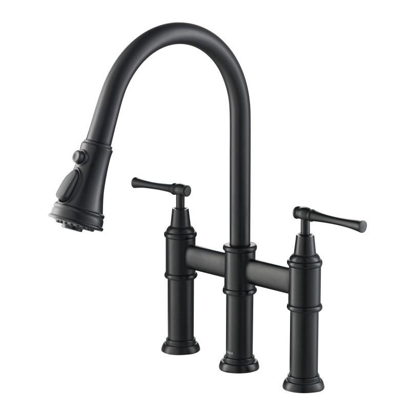 Allyn™ Transitional Bridge Kitchen Faucet with Pull-Down Sprayhead in Matte Black