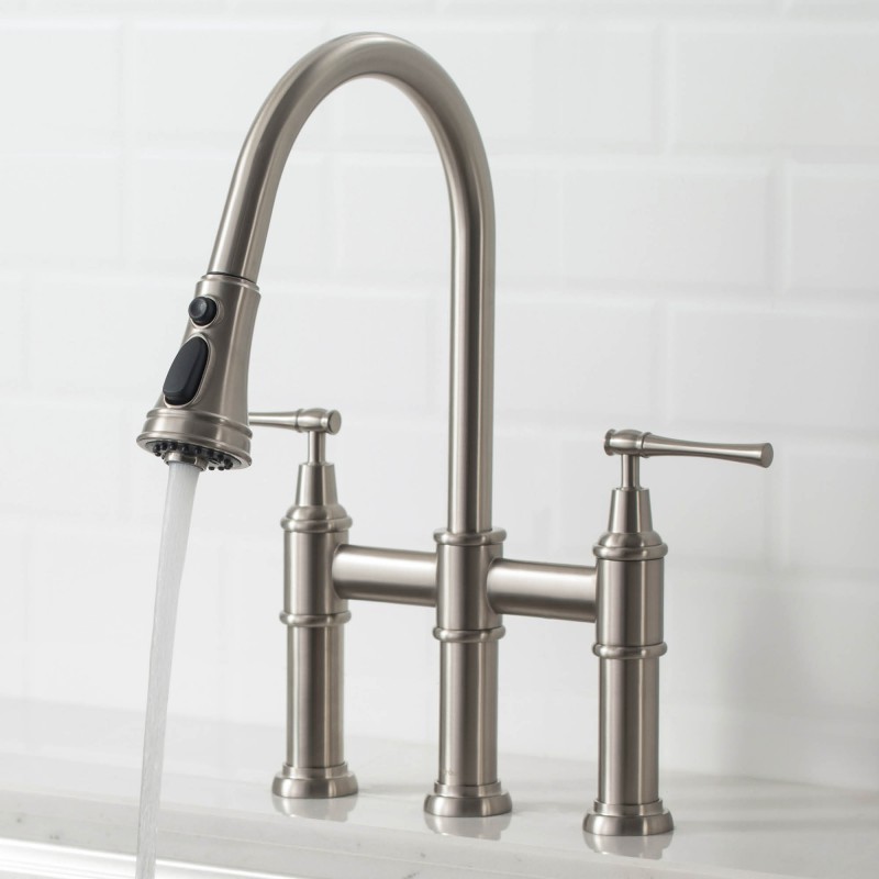 Allyn™ Transitional Bridge Kitchen Faucet with Pull-Down Sprayhead in Spot Free Stainless Steel