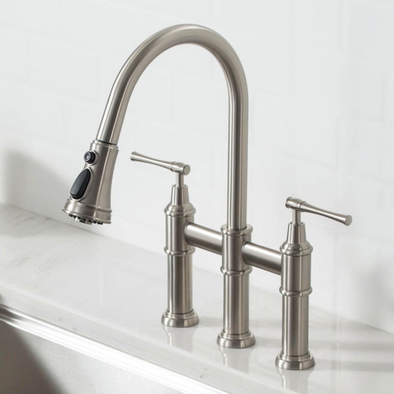 Allyn™ Transitional Bridge Kitchen Faucet with Pull-Down Sprayhead in Spot Free Stainless Steel
