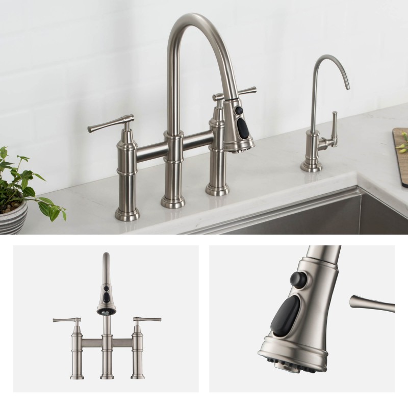 Allyn™ Transitional Bridge Kitchen Faucet with Pull-Down Sprayhead in Spot Free Stainless Steel