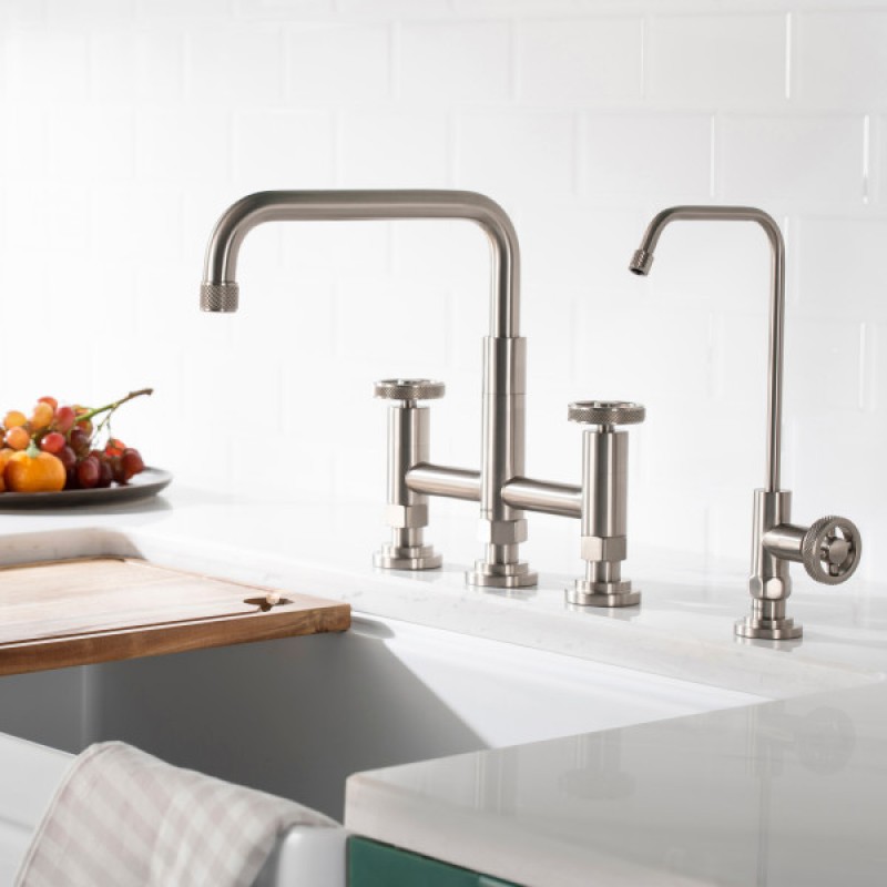 Urbix™ Industrial Bridge Kitchen Faucet and Water Filter Faucet Combo in Spot Free Stainless Steel