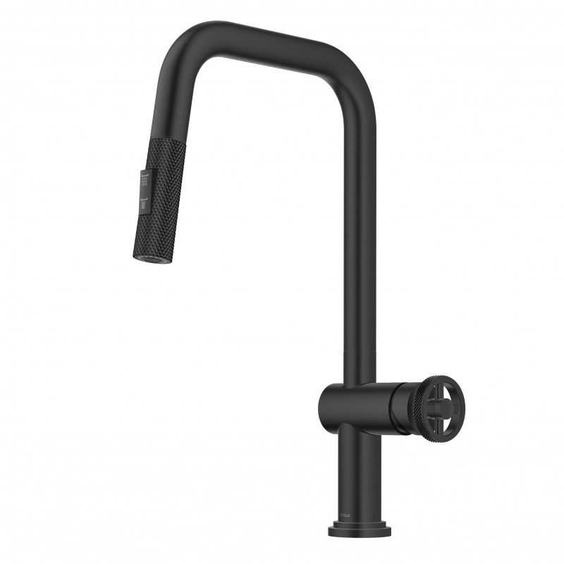 Urbix™ Industrial Pull-Down Single Handle Kitchen Faucet in Matte Black