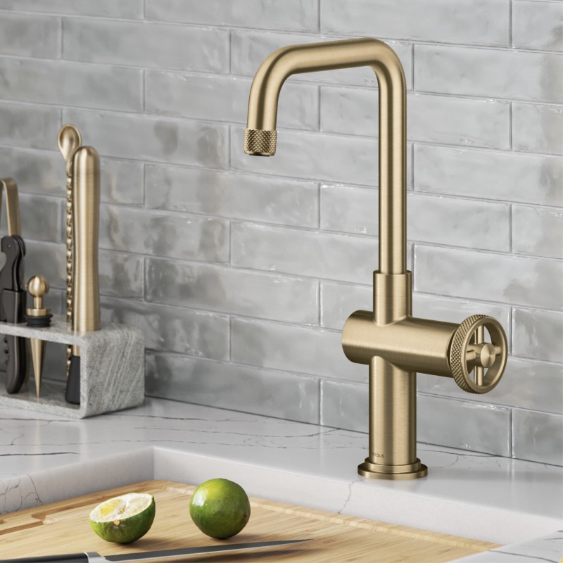 Urbix™ Industrial Single Handle Kitchen Bar Faucet in Brushed Gold