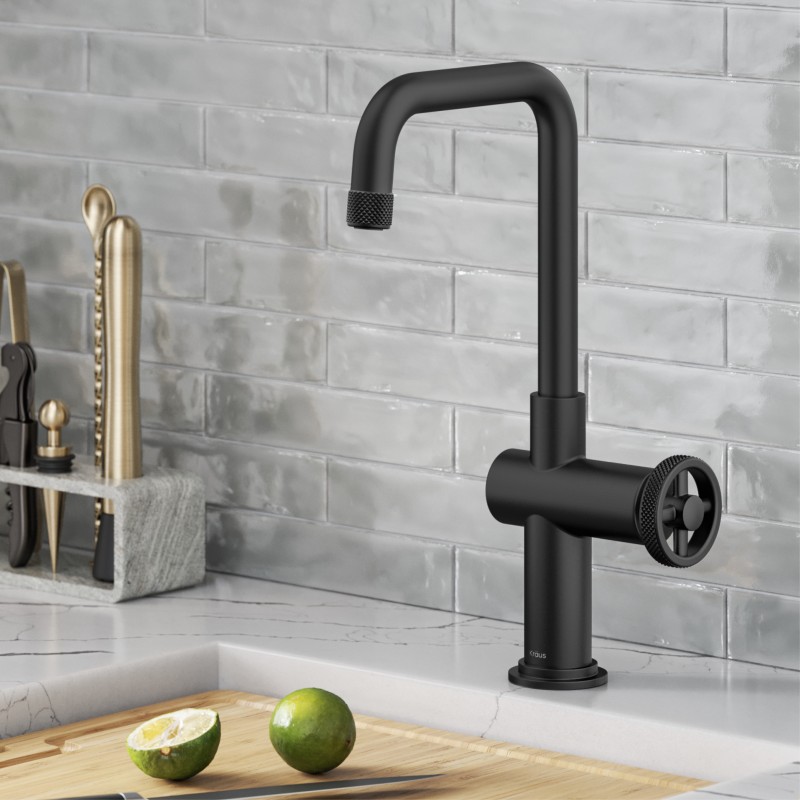 Urbix™ Industrial Single Handle Kitchen Bar Faucet in Matte Black