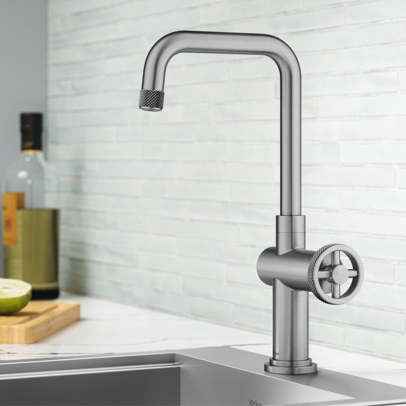 Urbix™ Industrial Single Handle Kitchen Bar Faucet in Spot-Free Stainless Steel