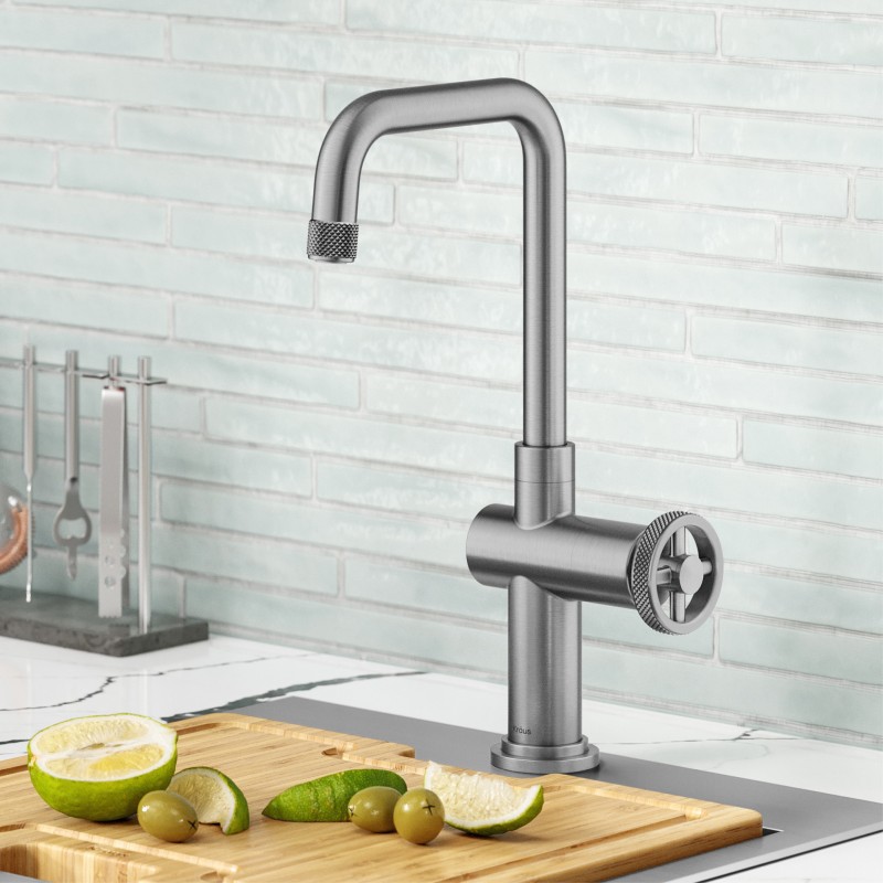 Urbix™ Industrial Single Handle Kitchen Bar Faucet in Spot-Free Stainless Steel