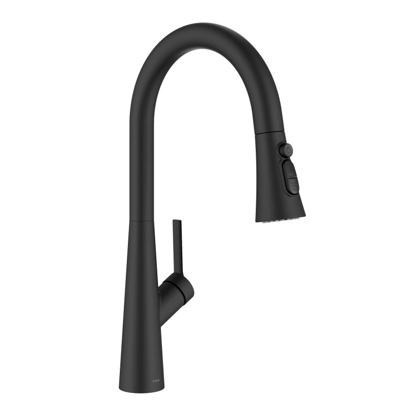 Odelia™ 4-Function Single Handle Pull Down Kitchen Faucet with CleanSweep™ Blade Spray in Matte Black
