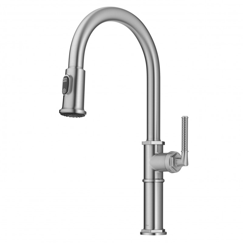 Allyn™ Traditional Industrial Pull-Down Single Handle Kitchen Faucet in Spot-Free Stainless Steel