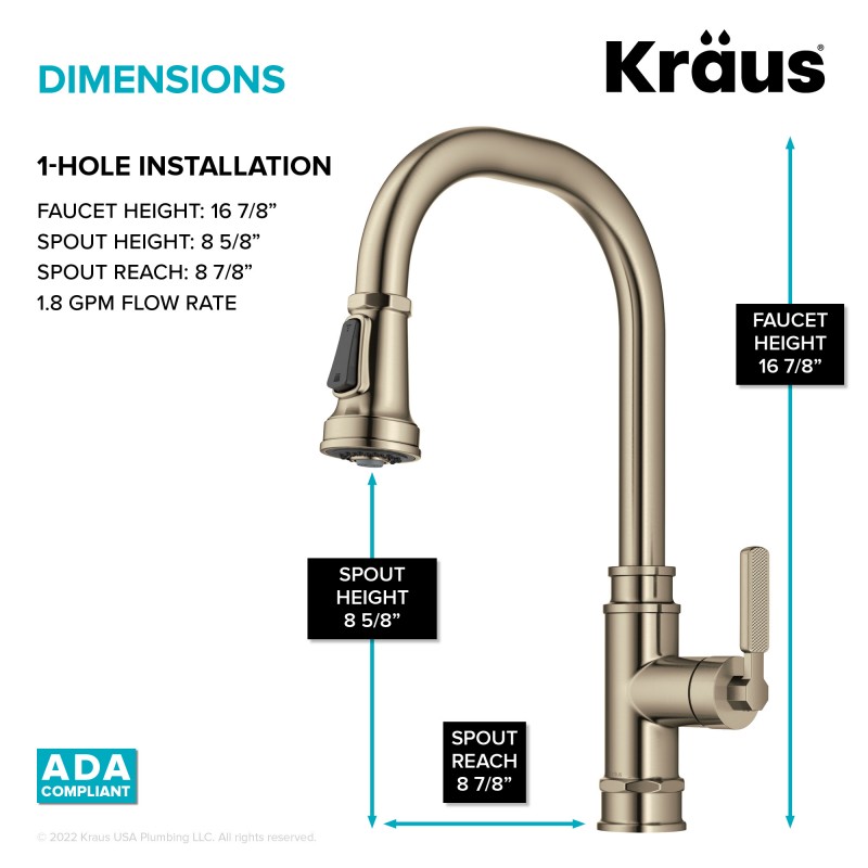 Allyn™ Transitional Industrial Pull-Down Single Handle Kitchen Faucet in Spot-Free Antique Champagne Bronze
