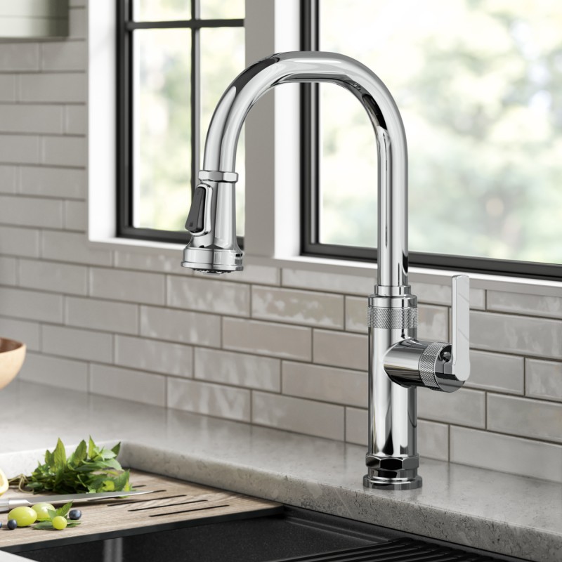 Allyn™ Industrial Pull-Down Single Handle Kitchen Faucet in Chrome