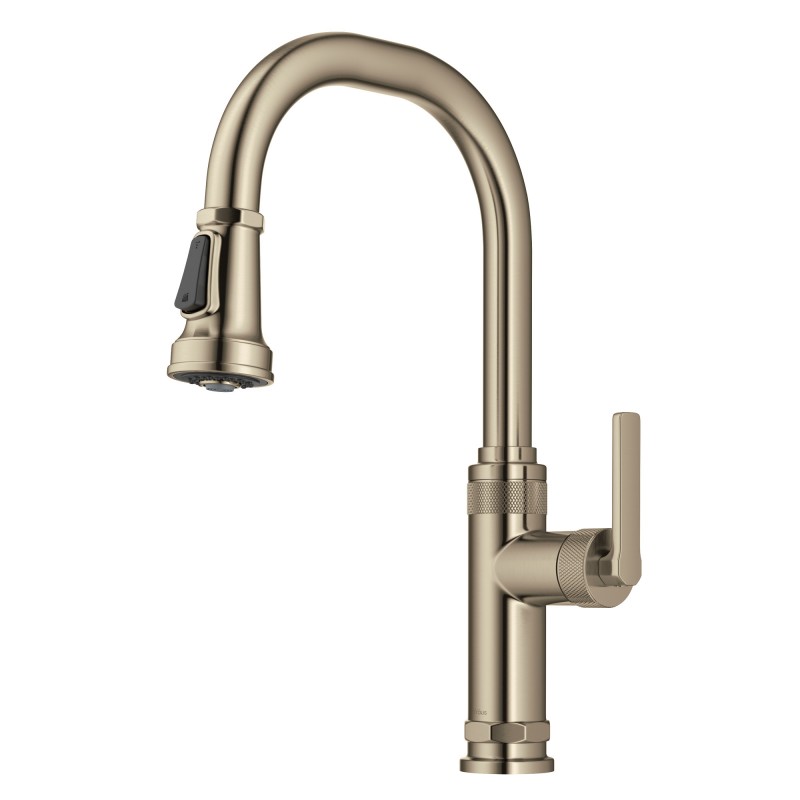 Allyn™ Industrial Pull-Down Single Handle Kitchen Faucet in Spot-Free Antique Champagne Bronze