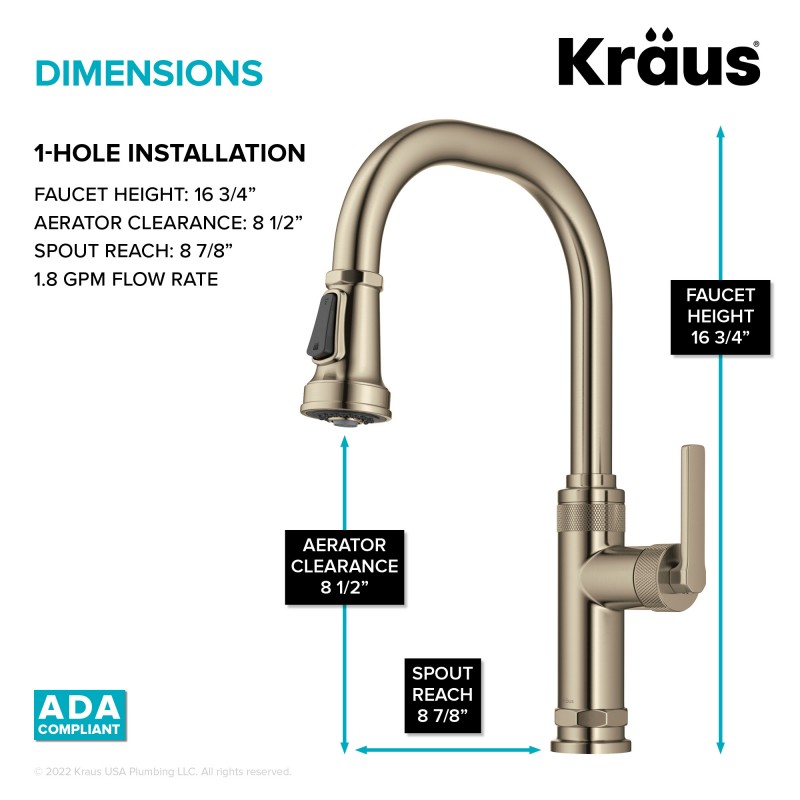 Allyn™ Industrial Pull-Down Single Handle Kitchen Faucet in Spot-Free Antique Champagne Bronze