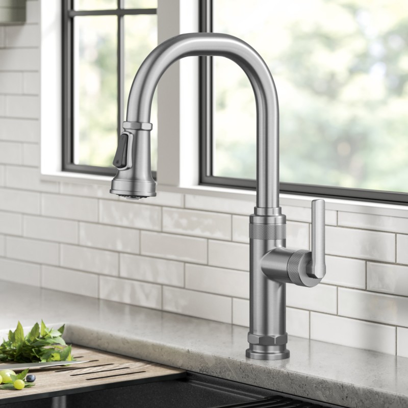 Allyn™ Industrial Pull-Down Single Handle Kitchen Faucet in Spot-Free Stainless Steel