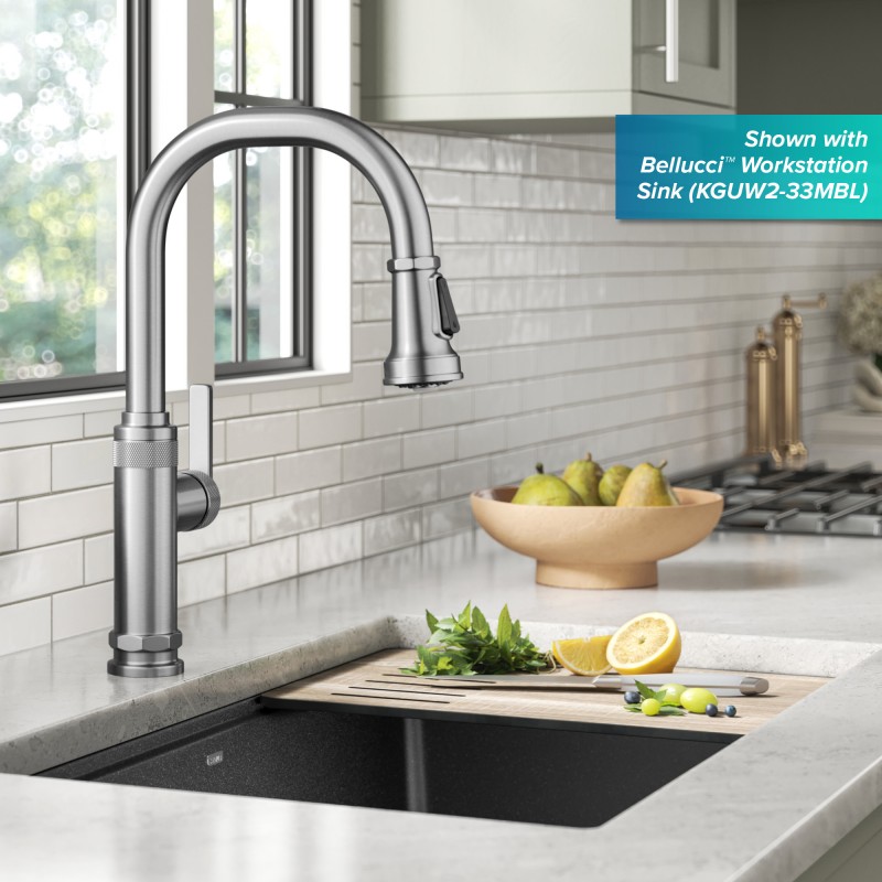 Allyn™ Industrial Pull-Down Single Handle Kitchen Faucet in Spot-Free Stainless Steel