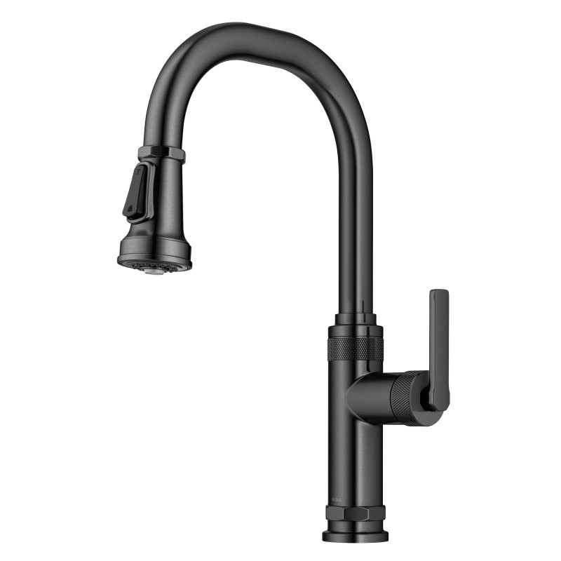 Allyn™ Industrial Pull-Down Single Handle Kitchen Faucet in Spot-Free Black Stainless Steel