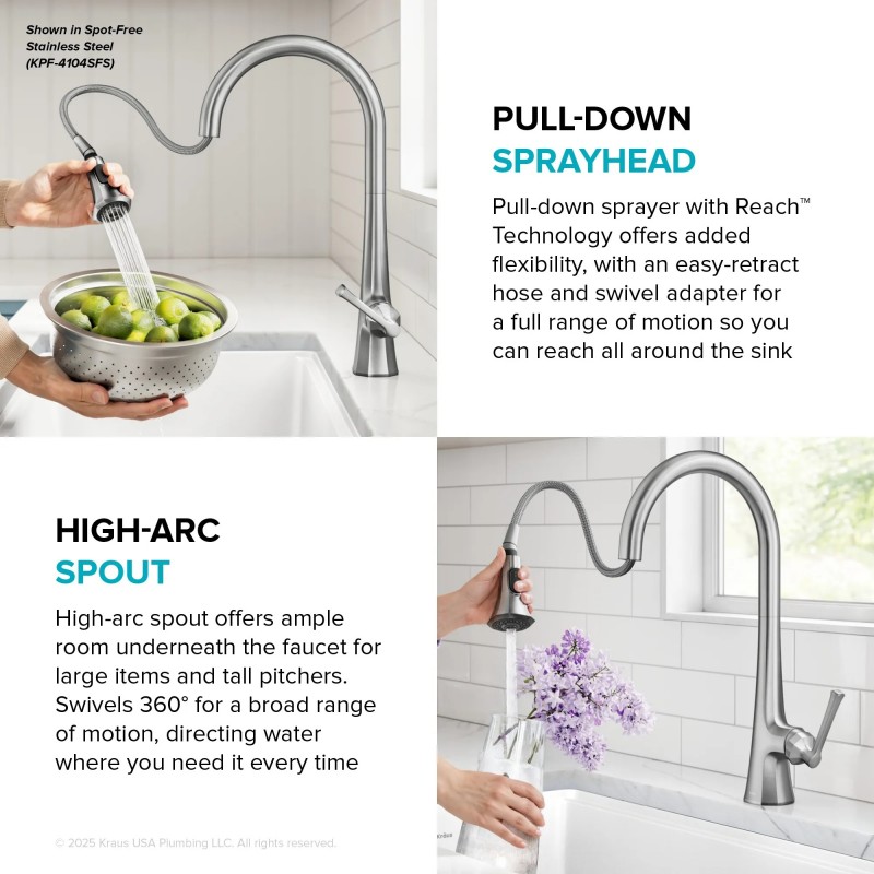 Savan™ 2-Function Single Handle Pull Down Kitchen Faucet in Brushed Gold