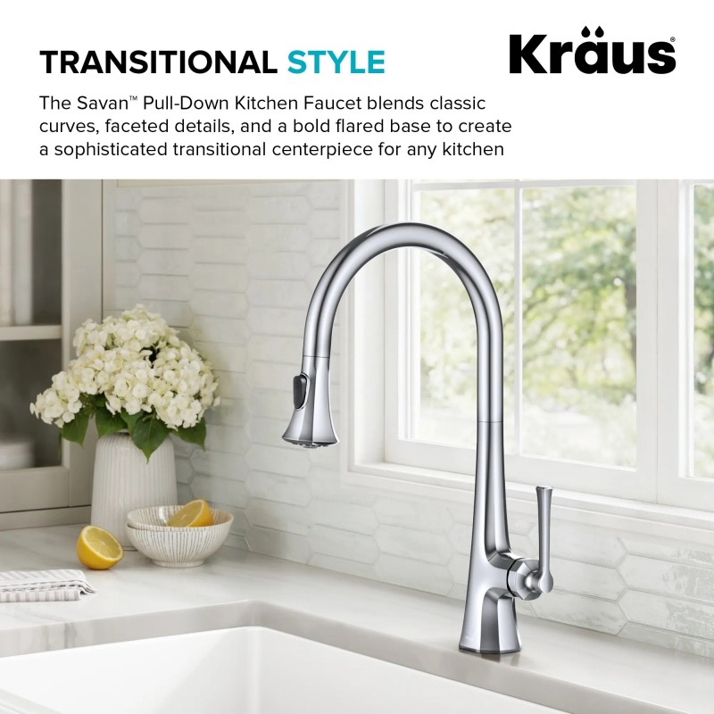 Savan™ 2-Function Single Handle Pull Down Kitchen Faucet in Chrome