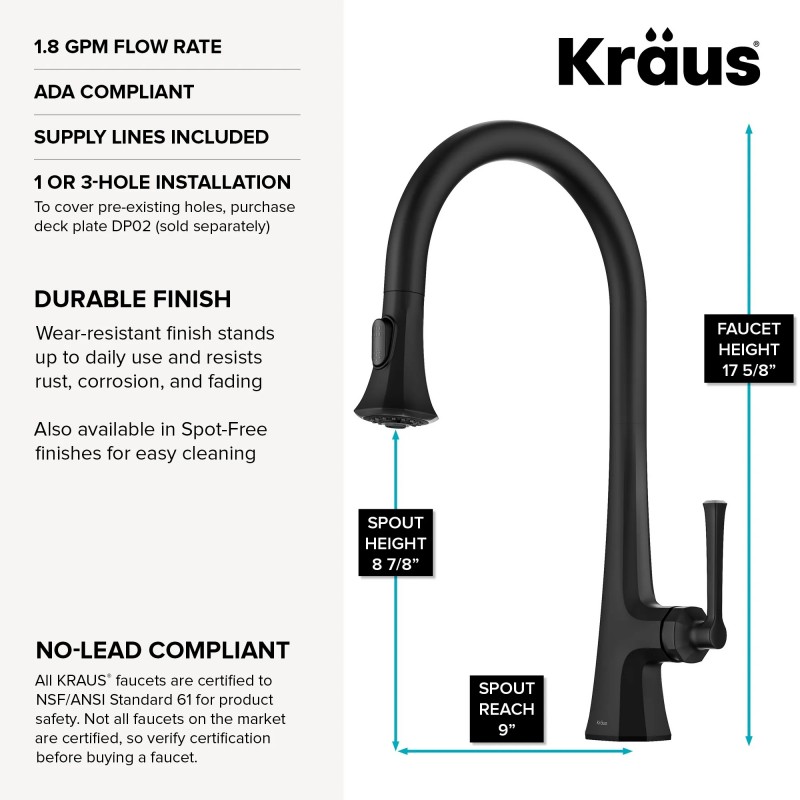 Savan™ 2-Function Single Handle Pull Down Kitchen Faucet in Matte Black