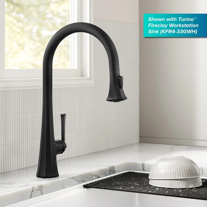 Savan™ 2-Function Single Handle Pull Down Kitchen Faucet in Matte Black