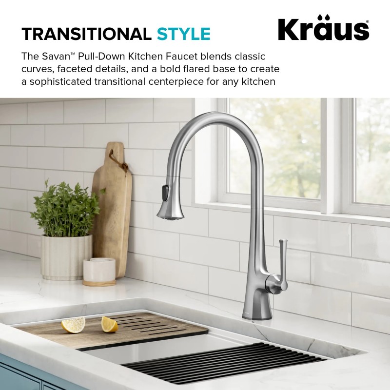 Savan™ 2-Function Single Handle Pull Down Kitchen Faucet in Spot-Free Stainless Steel
